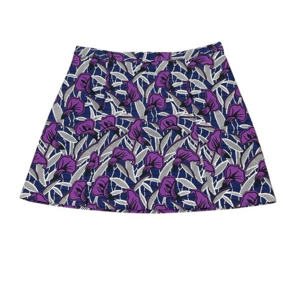 Club Monaco Valerie A-Line Skirt in Blue Motif Size 8 - Picture 4 of 7